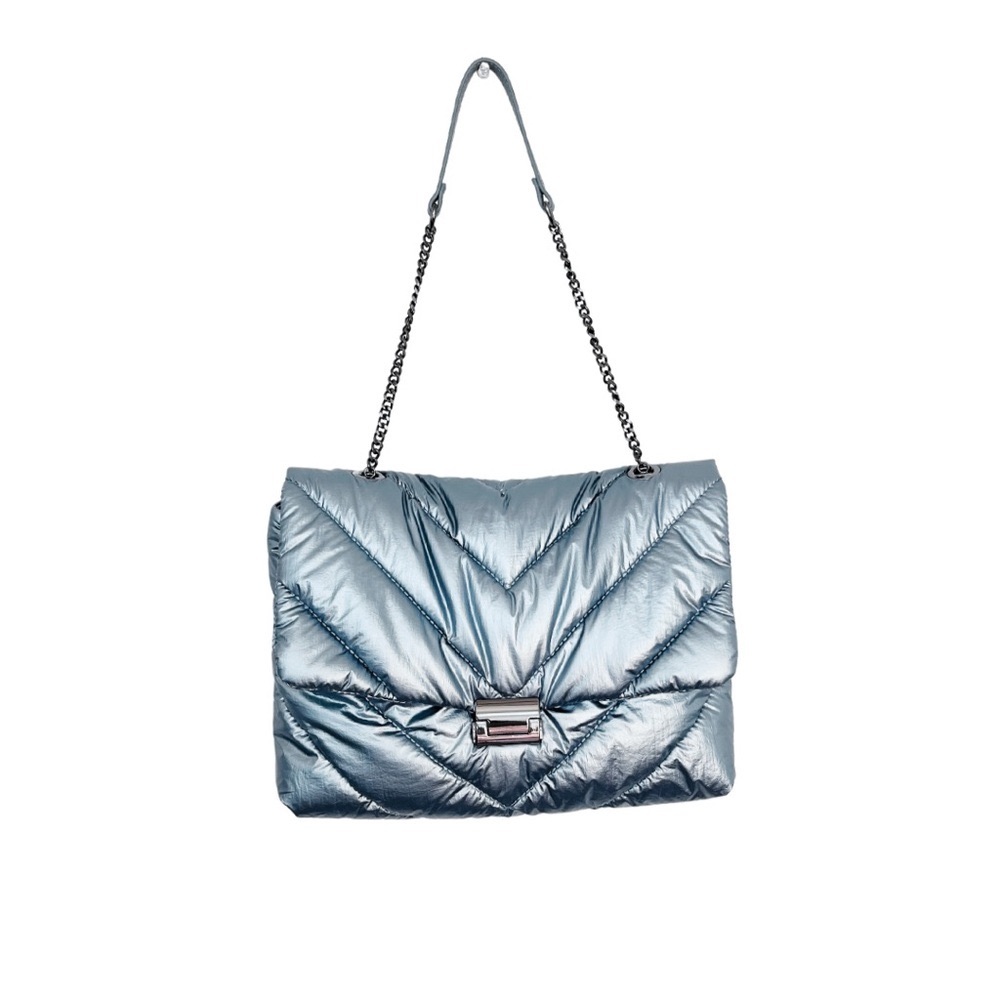 ZARA || METALLIC BLUE QUILTED DESIGN MEDIUM SIZED ARM BAG